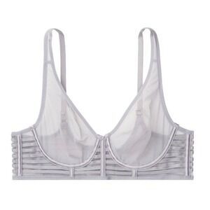 NWT Victoria's Secret Very Sexy Unlined Mesh Plunge Bra in Pearl Stone 32DD